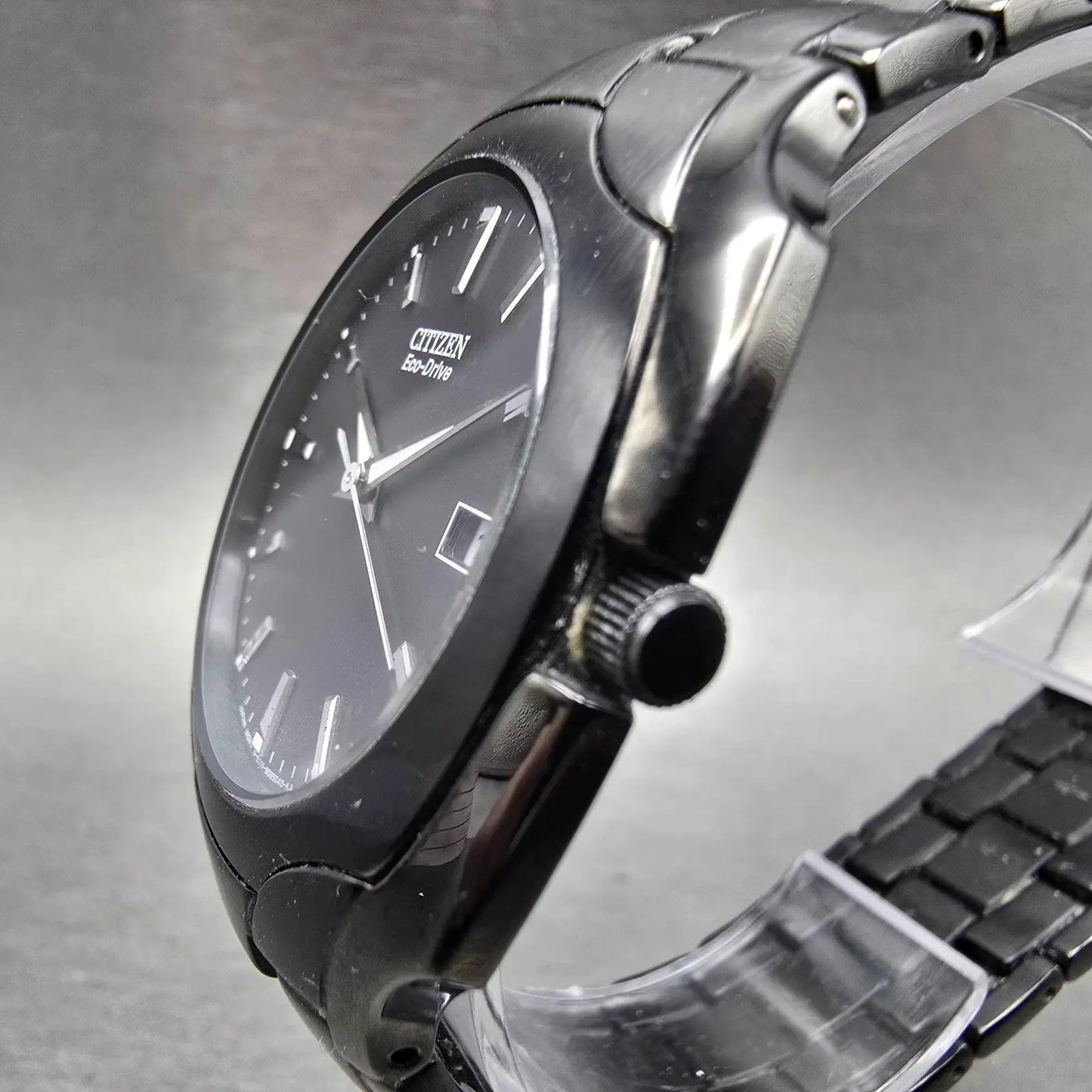 Citizen Eco-Drive Watch Men 38mm Black Dial Black Tone READ!!! E111-S063426 Runs2