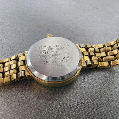 Citizen Watch Women 21mm Black Dial Gold Tone Round 5930S16806 New Battery9