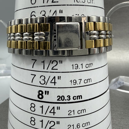 Seiko SX Tank Watch Men 27mm Silver Dial Two Tone Rectangle V7015K90 New Batt10