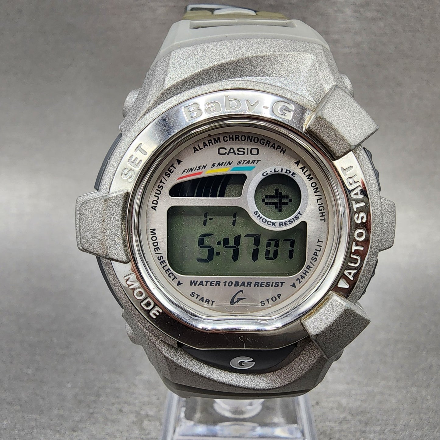 Casio BabyG BGX170 Watch Women 42mm Silver Dial Silver Tone Digital New Batt0