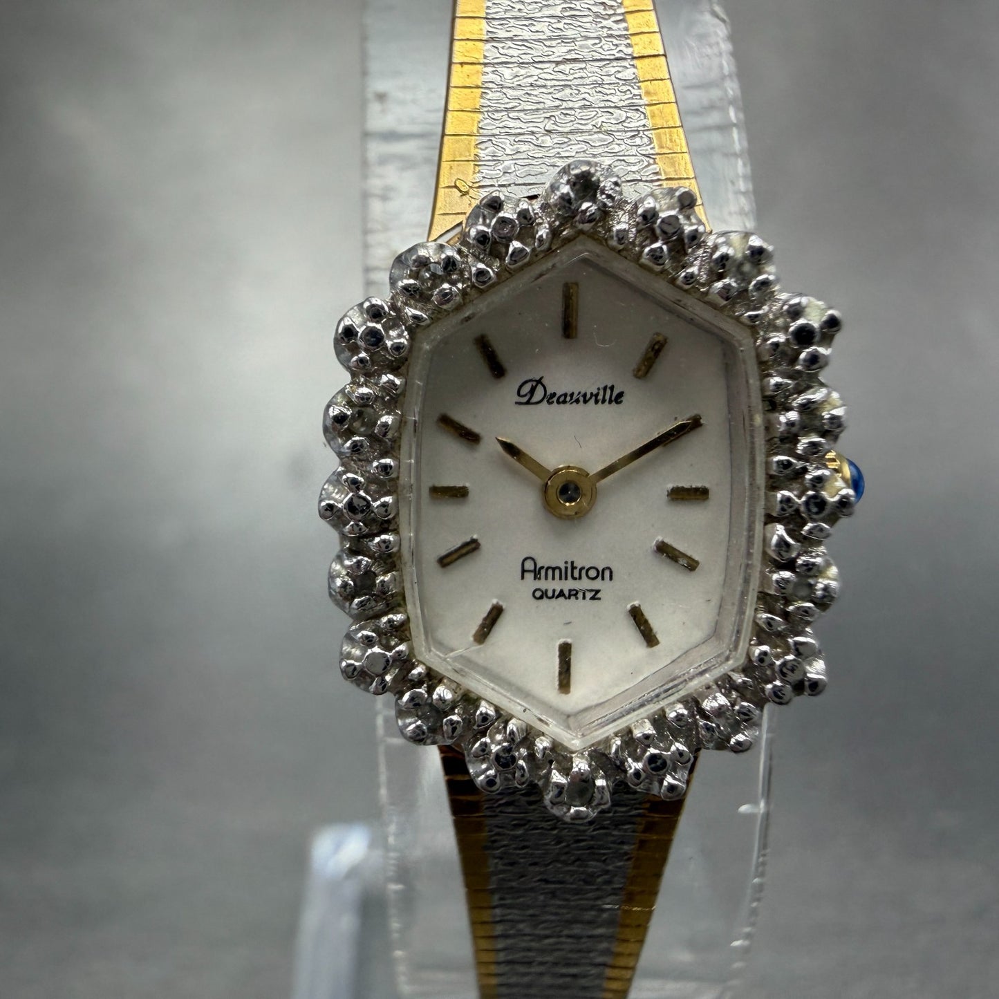 Armitron Deauville Diamond Watch Women 16mm White Dial Two Tone Oval NewBattery0