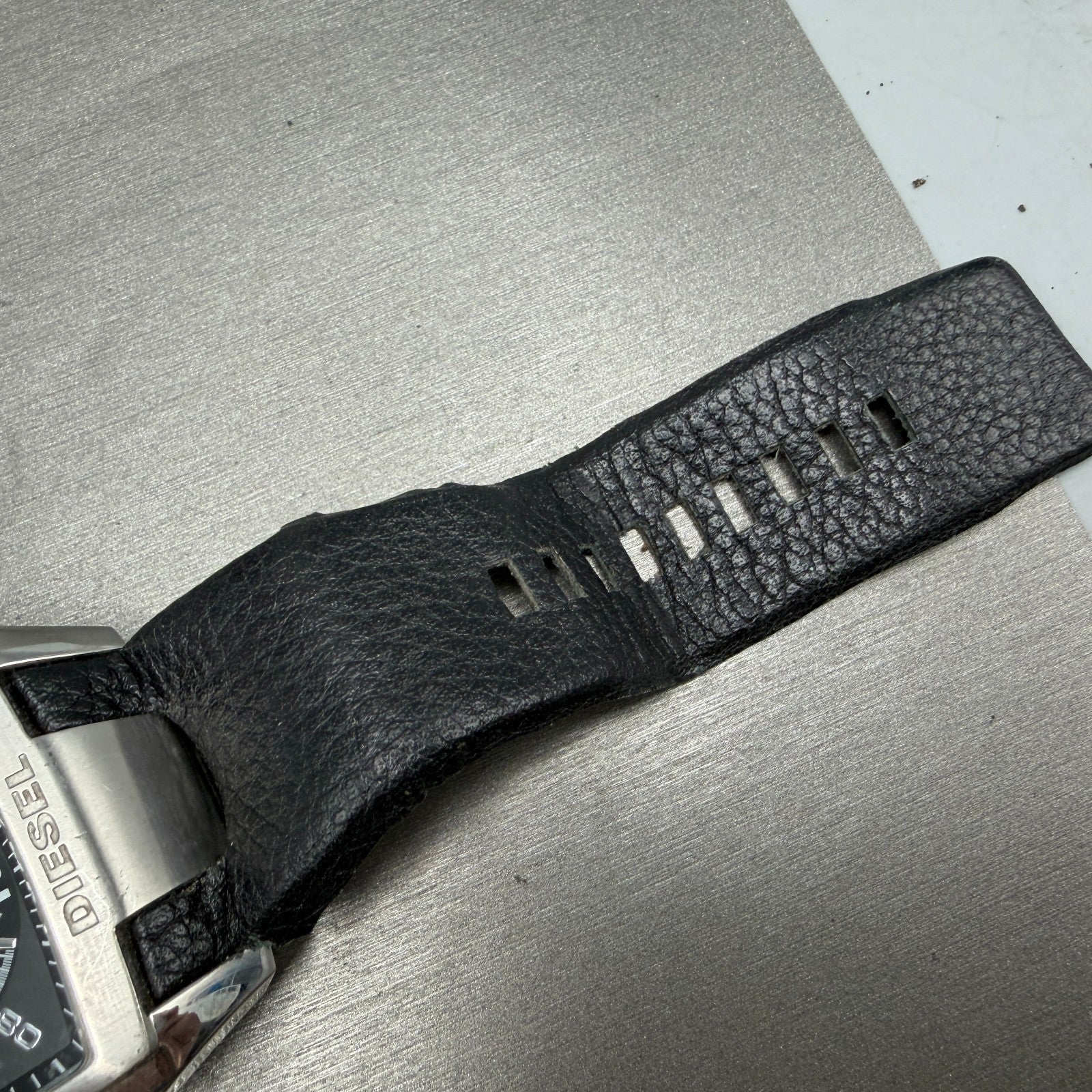 Diesel Bugout Watch Men 49mm Black Dial Steel Daydate Rectangle DZ-1215 New Batt7