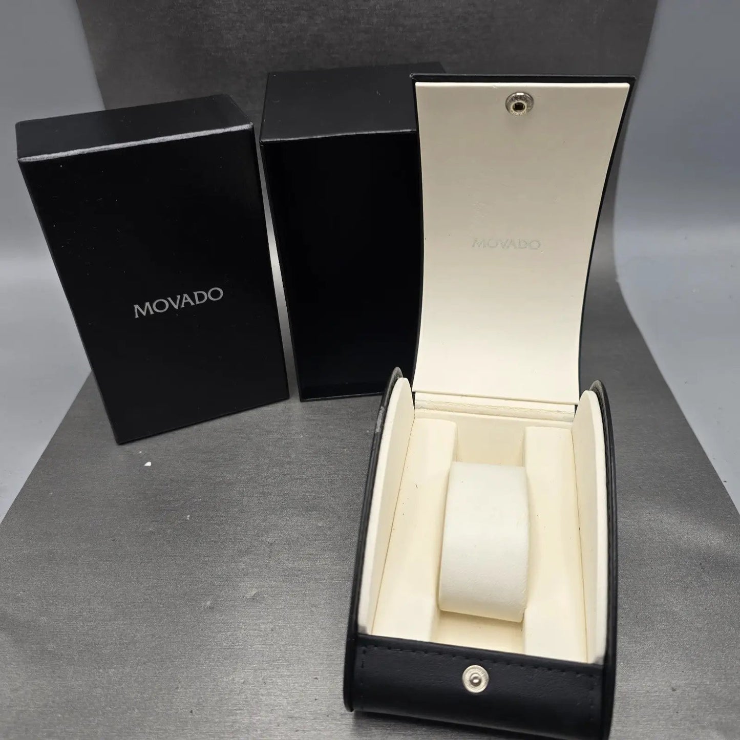 Movado Serenade Watch Women 25mm Black Dial Silver Tone 84 A1 1844 New Battery14