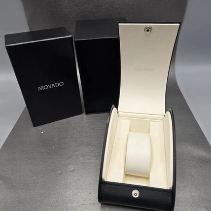 Movado Serenade Watch Women 25mm Black Dial Silver Tone 84 A1 1844 New Battery14