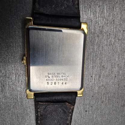 Seiko Watch Men 25mm Gray Dial Gold Tone Rectangle 6530-5399 New Battery Vintage10