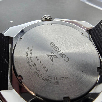 Seiko Prospex Watch Men 47mm Black Dial Steel Date Solar SNE423 Compass Runs9