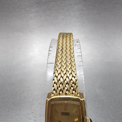 Seiko Tank Watch Women 14mm Champagne Dial Gold Tone 13205409 New Battery4