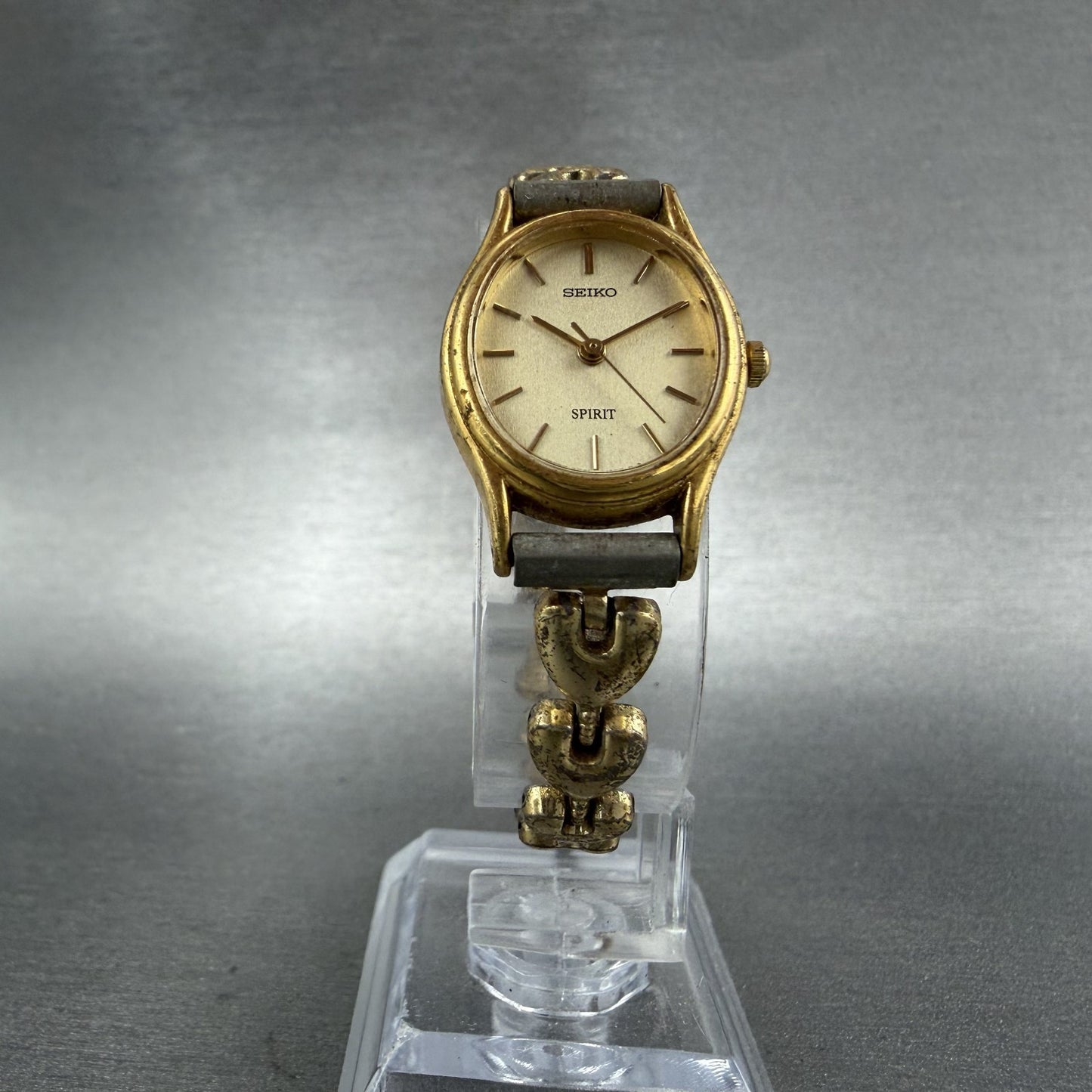 Seiko Spirit Watch Women 19mm Champagne Dial Gold Tone Oval 4N21-5200 NewBattery5