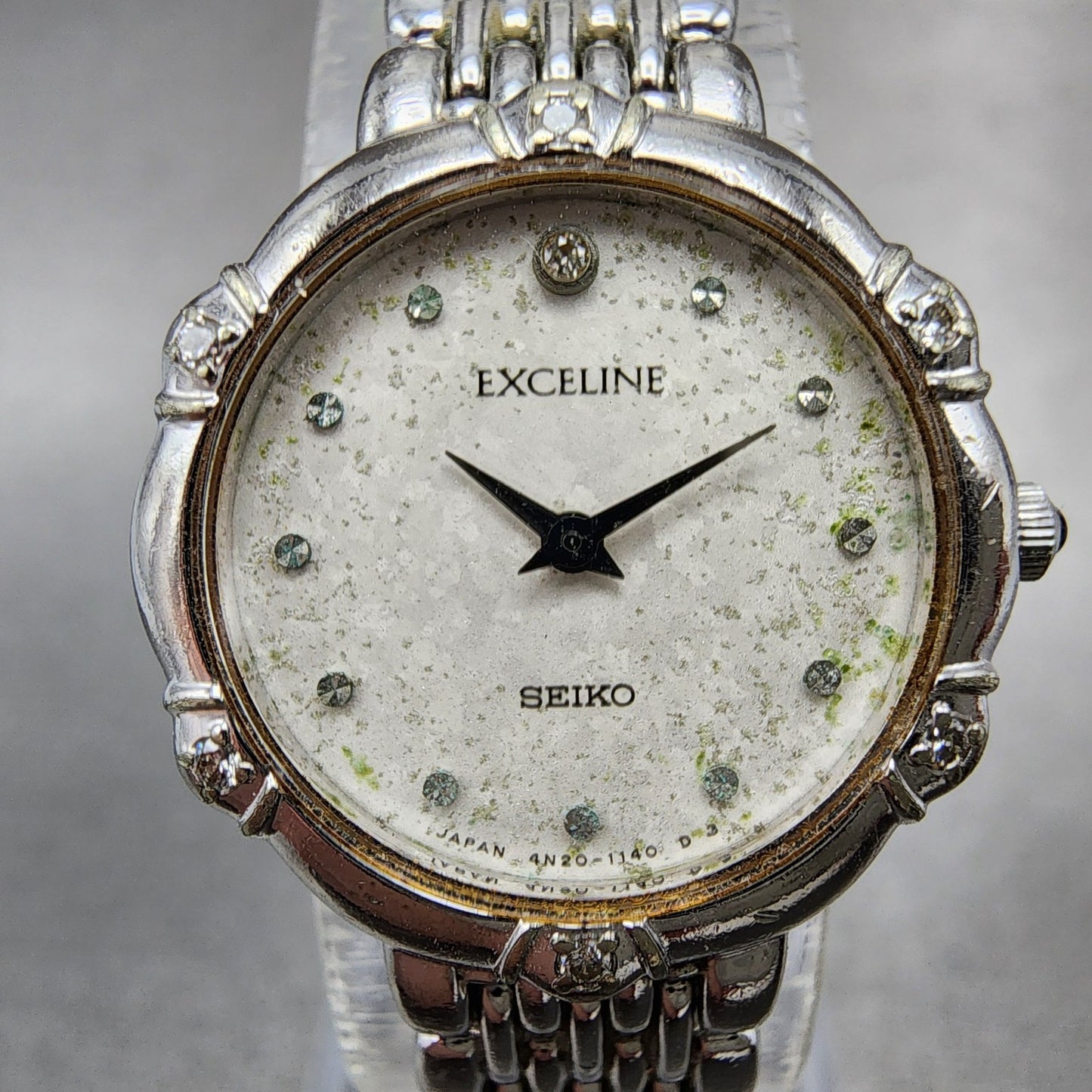 Seiko Exceline Watch Women 21mm White Dial Silver Tone Round 4N200640 New Batt1