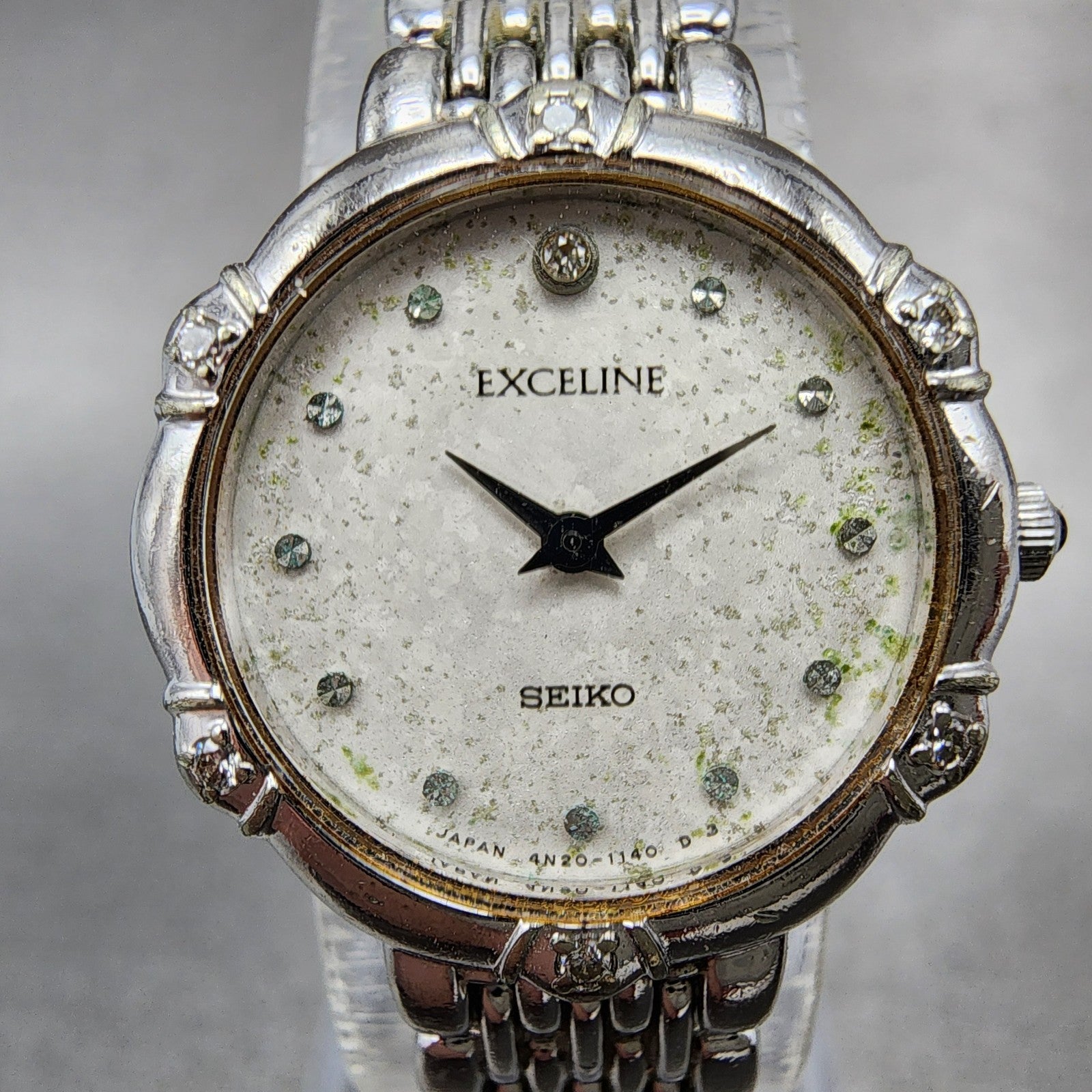 Seiko Exceline Watch Women 21mm White Dial Silver Tone Round 4N200640 New Batt1