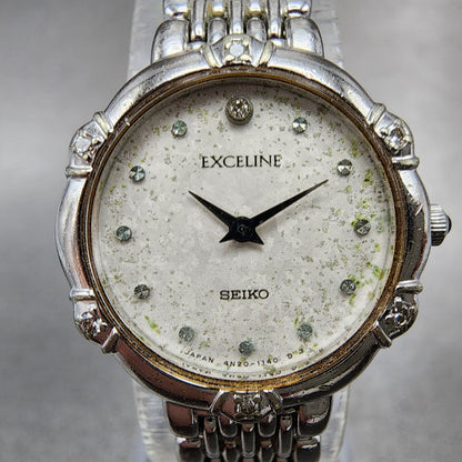 Seiko Exceline Watch Women 21mm White Dial Silver Tone Round 4N200640 New Batt1