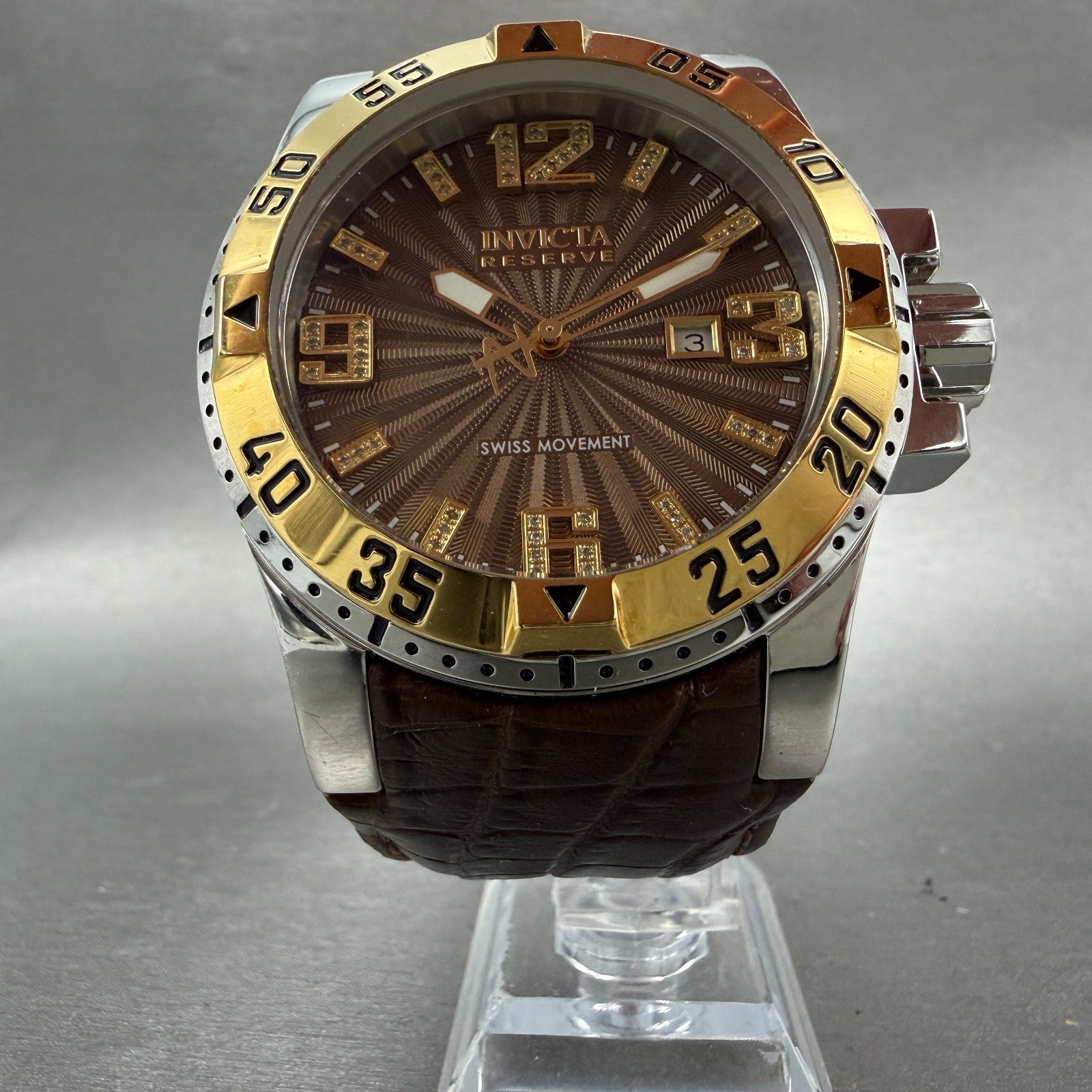 Invicta Reserve Excursion Watch Men 50mm Brown Dial Two Tone Date 42628 New Batt5