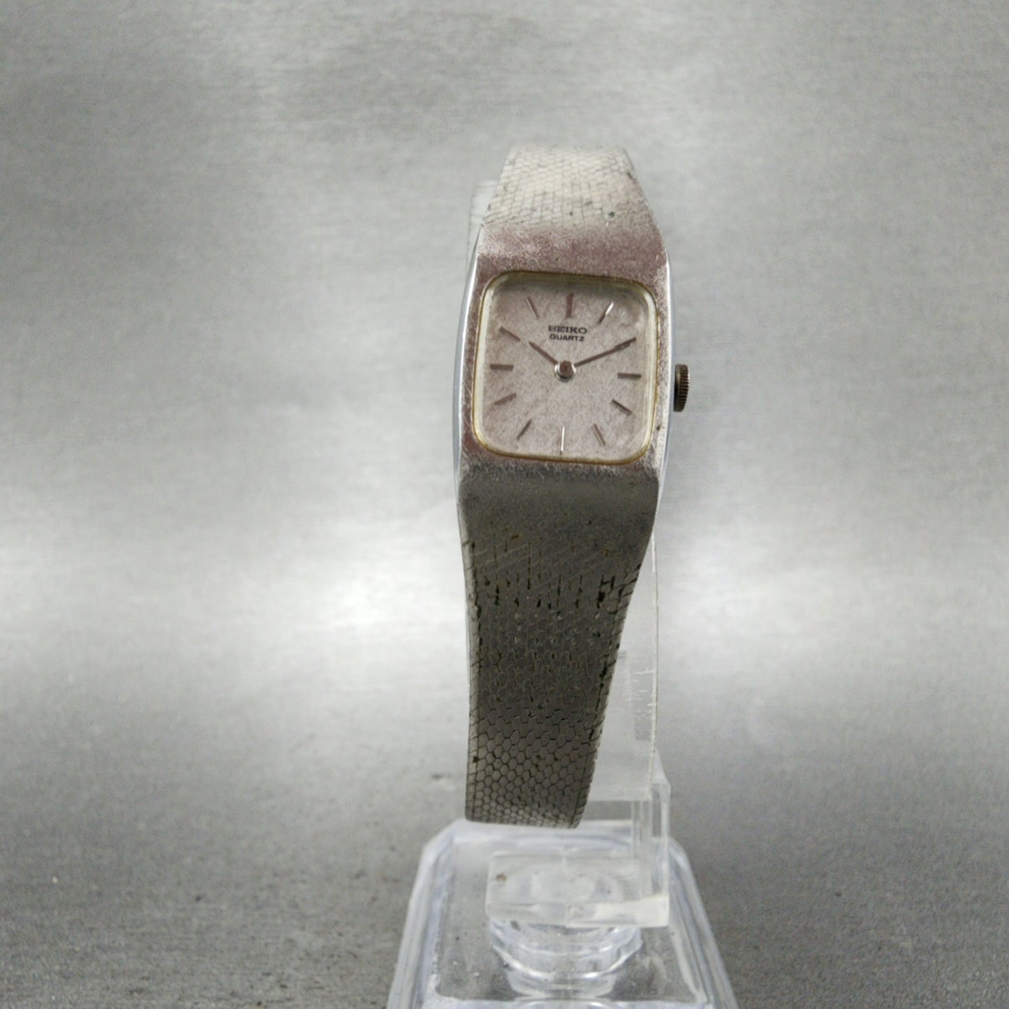 Seiko Tank Watch Women 16mm Silver Dial Silver Tone Rectangle 163269 New Batt5