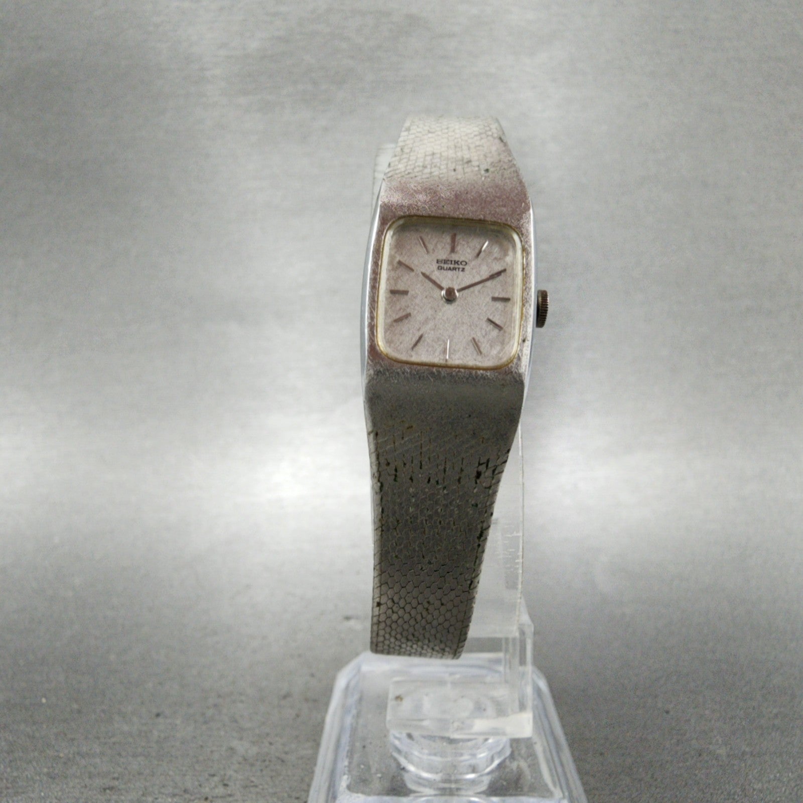 Seiko Tank Watch Women 16mm Silver Dial Silver Tone Rectangle 163269 New Batt5