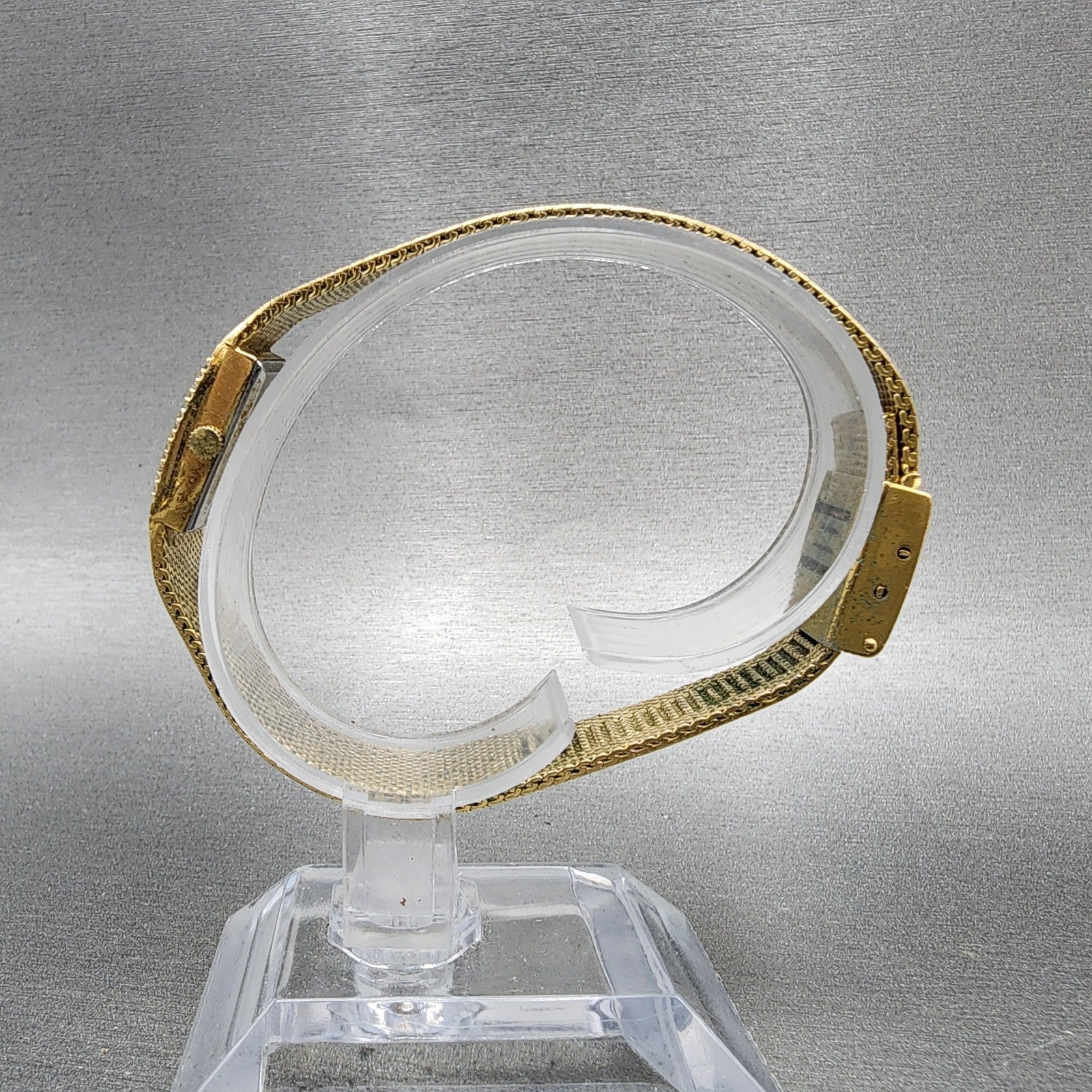 Armitron Deauville Tank Watch Women 15mm Gold Tone Diamond Bezel New Battery6