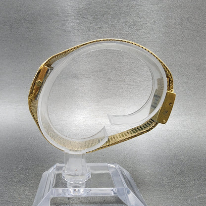 Armitron Deauville Tank Watch Women 15mm Gold Tone Diamond Bezel New Battery6