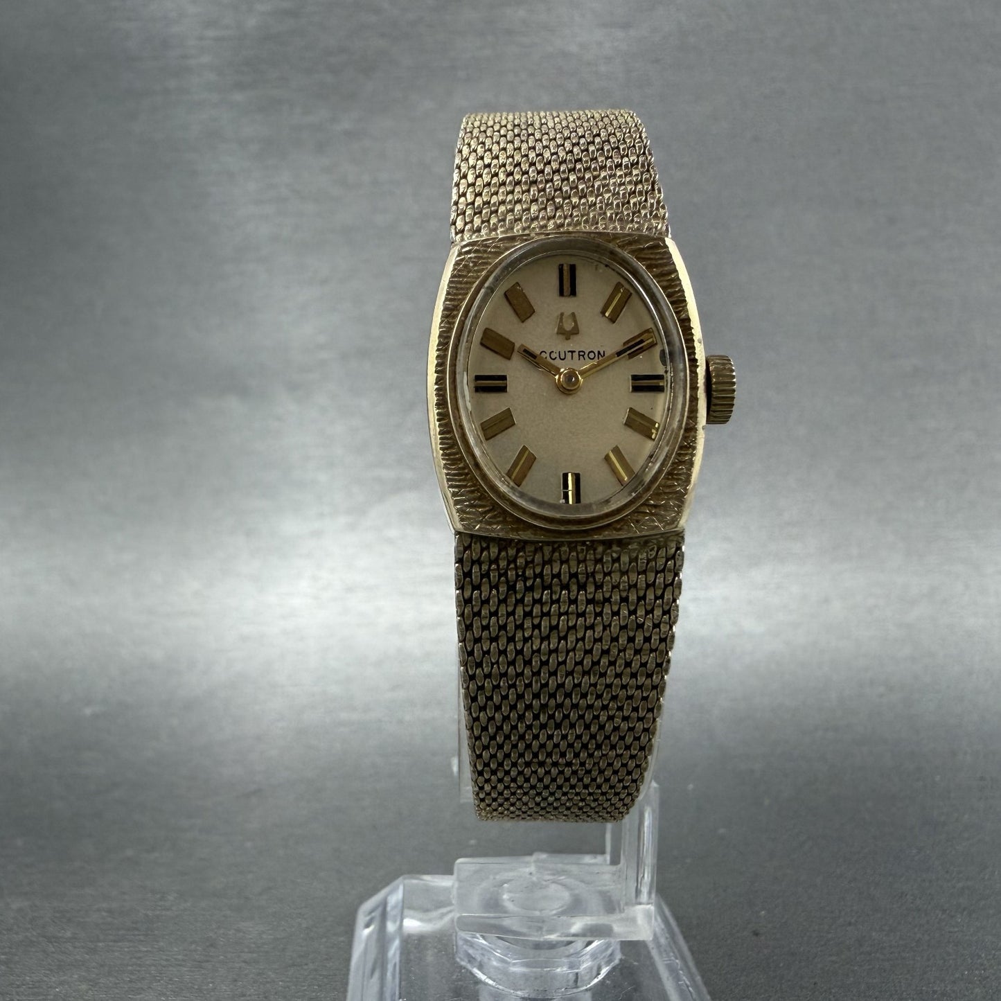 Bulova Accutron Watch Women 19mm Gold Dial Gold Filled Rectangle PARTS VTG6