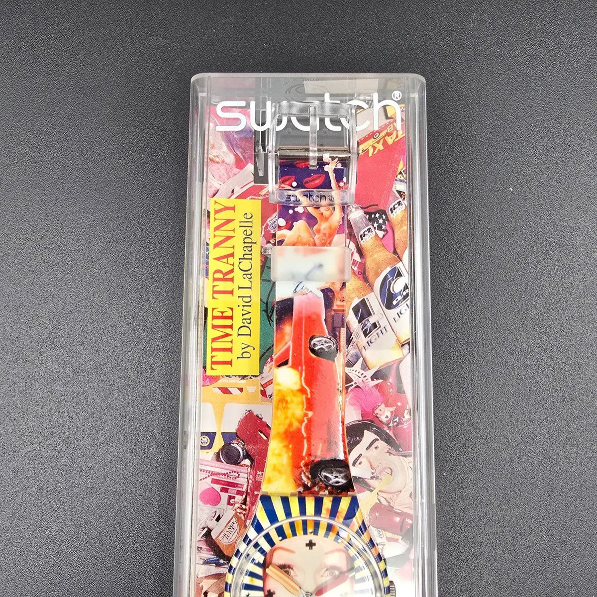 Swatch Time Tranny Watch Men 34mm David LaChapelle Round GZ163 New Battery NOS5