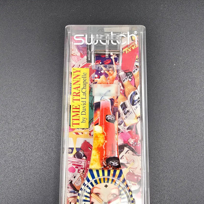 Swatch Time Tranny Watch Men 34mm David LaChapelle Round GZ163 New Battery NOS5