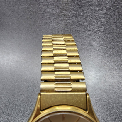 Seiko Watch Men 38mm Champagne Dial Gold Tone Round Daydate 5y23-8039 NewBattery