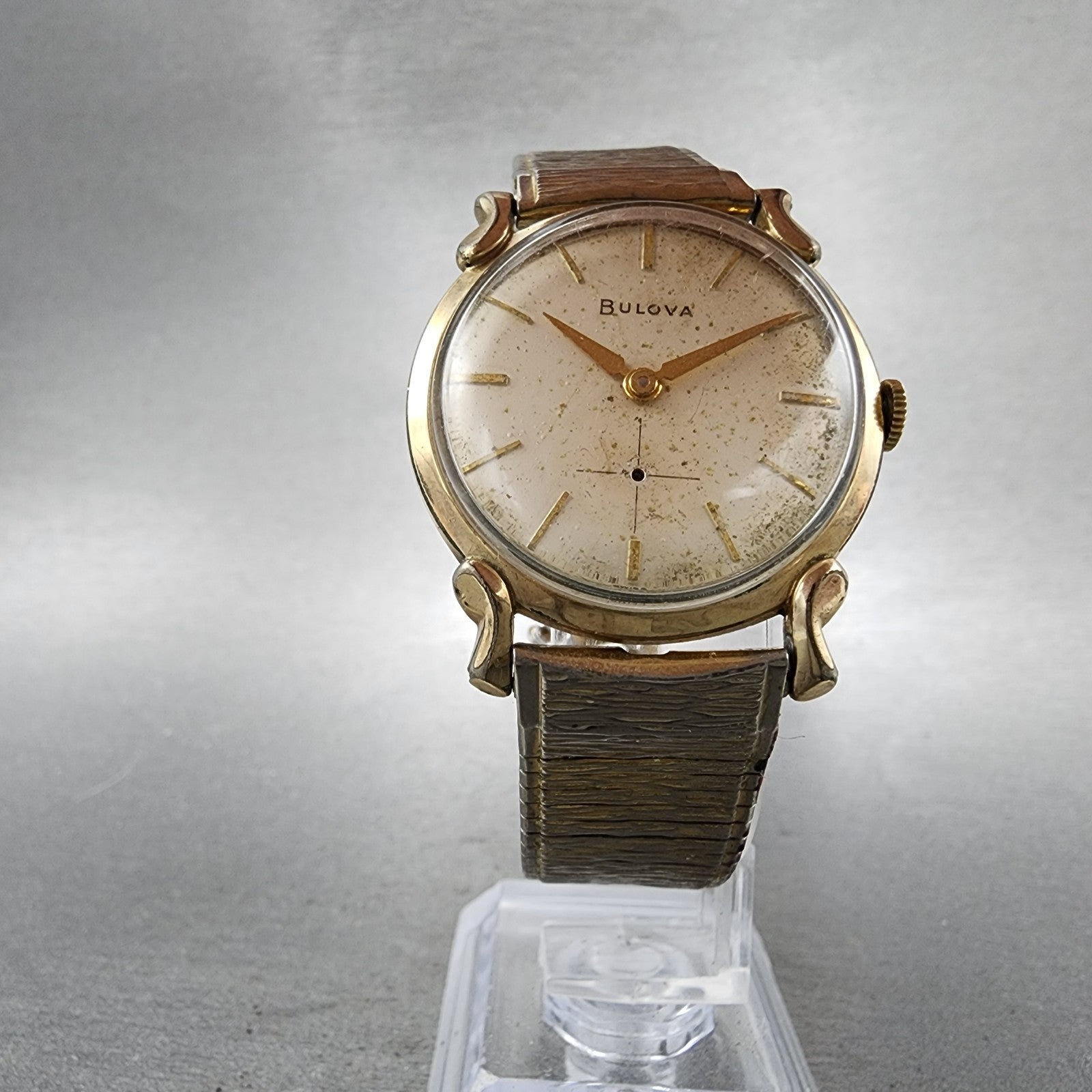 Bulova Watch Men 32mm Cream Dial Gold Tone Round Manual Wind 11AF NO BACK PARTS6