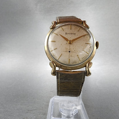 Bulova Watch Men 32mm Cream Dial Gold Tone Round Manual Wind 11AF NO BACK PARTS6