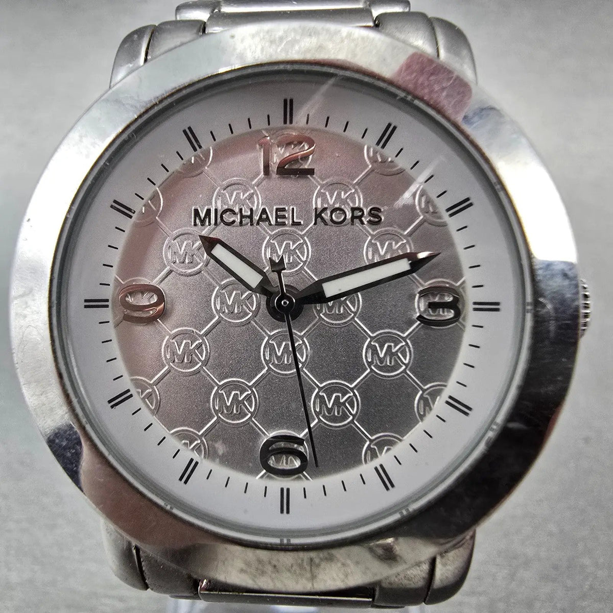 Michael Kors Janey Watch Women 34mm White Dial Silver Tone Round MK-3157 New Bat1