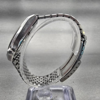 Seiko Watch Men 34mm Silver Dial Silver Tone Round 7121-7000 New Battery VTG6