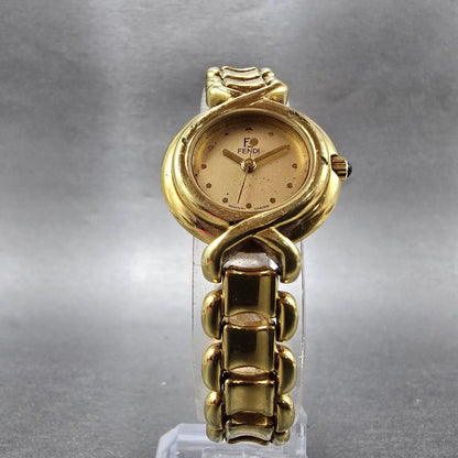 Fendi Watch Women 25mm Gold Dial Gold Tone Round NO GLASS! 700L New Battery READ5