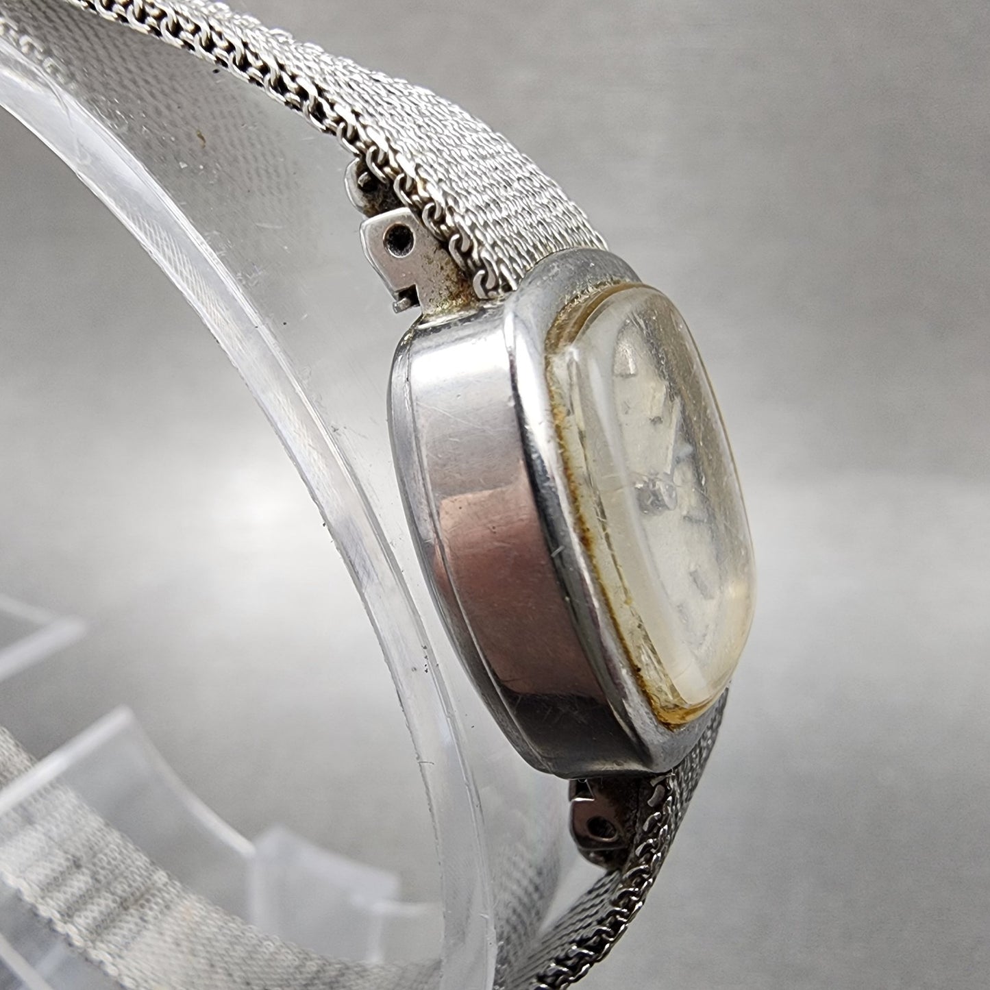 Seiko Watch Women 16mm Silver Dial Silver Tone Rectangle 115189 Manual Runs3
