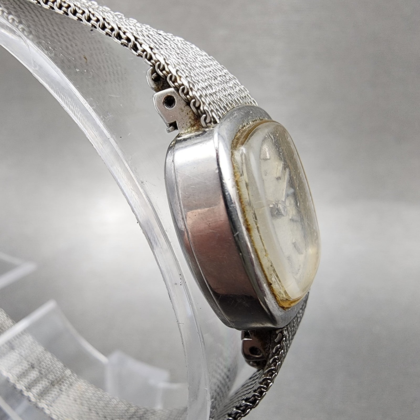 Seiko Watch Women 16mm Silver Dial Silver Tone Rectangle 115189 Manual Runs3