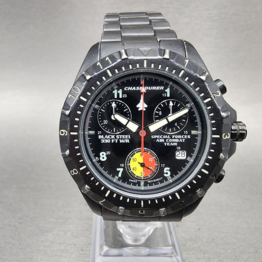 Chase Durer Special Forces Air Combat Chronograph Watch Men Black Date New Batt0