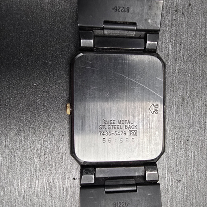 Seiko Tank Watch Men 26mm Gray Dial Two Tone Rectangle 7430-5479 New Battery VTG10