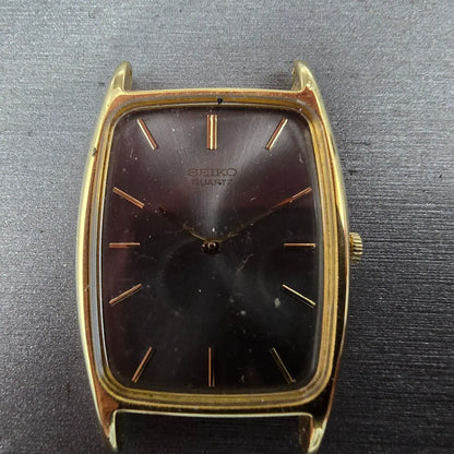Seiko Tank Watch Men 25mm Gray Dial Gold Tone Rectangle 7430-5550 VTG PARTS2