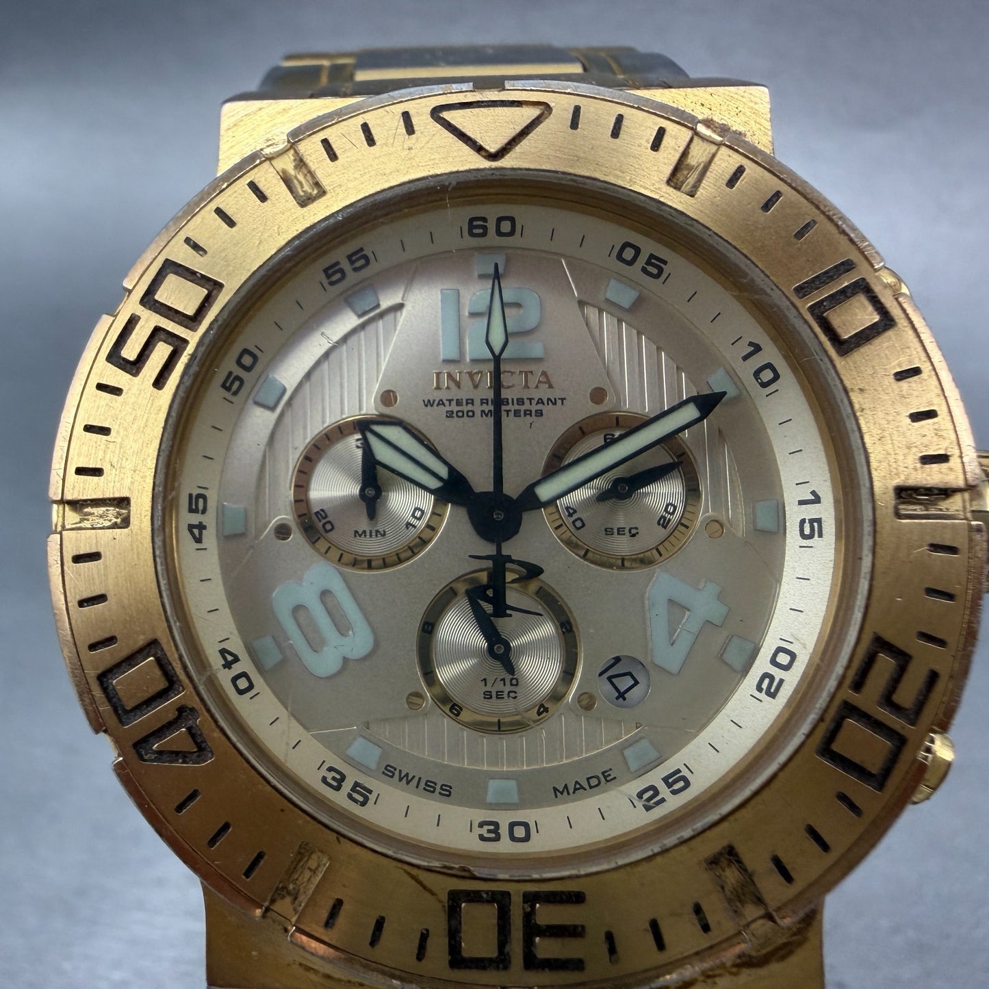 Invicta Reserve Ocean Reef Chrono Watch Men 46mm Champagne Dial Gold New Batt1
