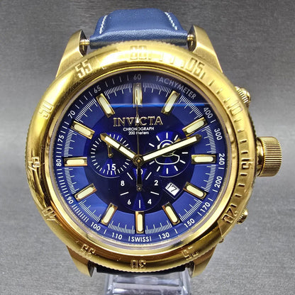 Invicta Russian Diver Chronograph Watch Men 52mm Blue Dial Gold Date 6242 NewBat0