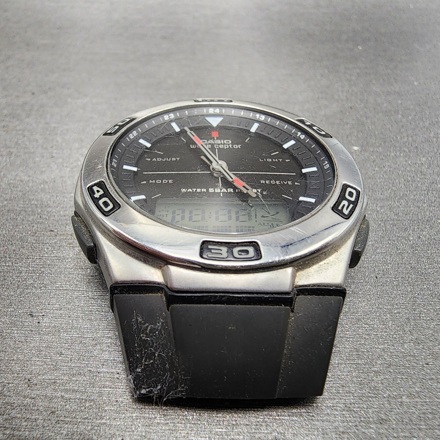 Casio Waveceptor WVA105H Watch Men 41mm Black Dial Silver Tone New Battery2