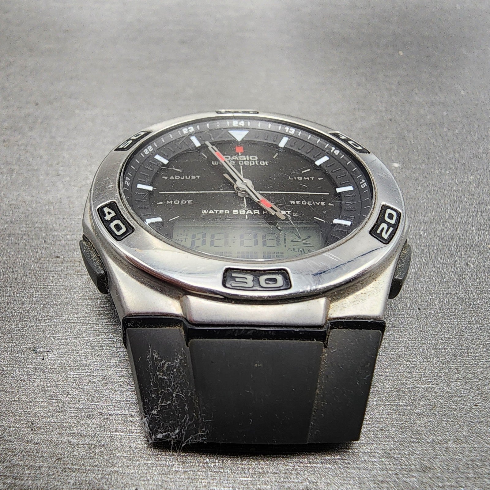 Casio Waveceptor WVA105H Watch Men 41mm Black Dial Silver Tone New Battery2