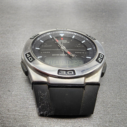Casio Waveceptor WVA105H Watch Men 41mm Black Dial Silver Tone New Battery2