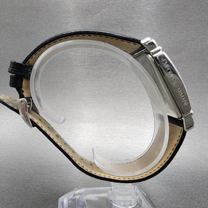 Emporio Armani Tank Watch Men 29mm Silver Dial Steel Rectangle AR-0231 New Batt