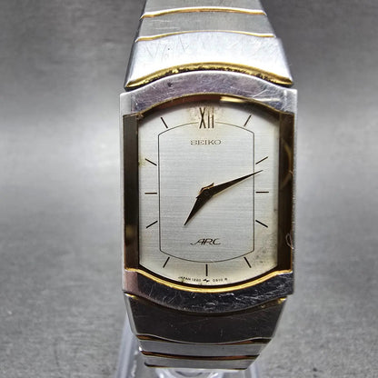 Seiko ARC Tank Watch Women 21mm Silver Dial Two Tone Rectangle 1220-529A  PARTS0