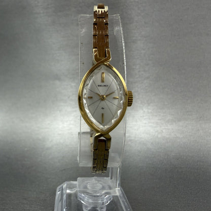 Seiko Solar Watch Women 15mm Silver Dial Gold Tone Manual Wind 107001 Runs VTG5