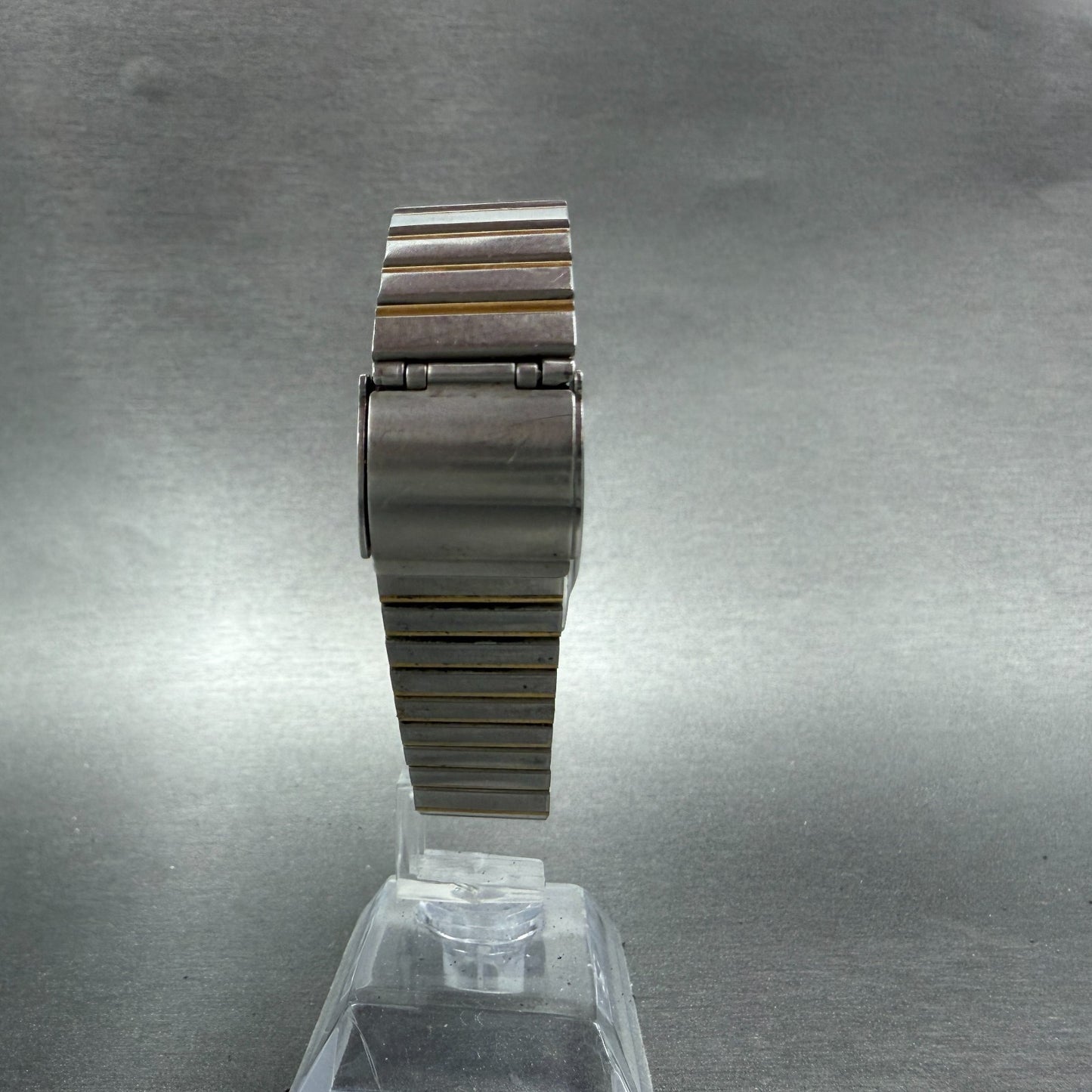 Seiko Tank Watch Men 26mm Silver Dial Two Tone Rectangle 5p31-5a69 New Battery7