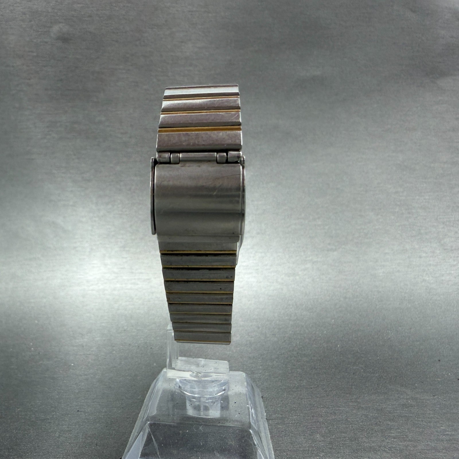 Seiko Tank Watch Men 26mm Silver Dial Two Tone Rectangle 5p31-5a69 New Battery7