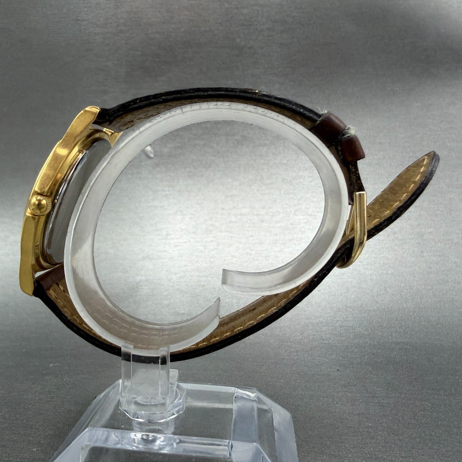 Citizen Watch Men 37mm Champagne Dial Gold Tone Daydate Round New Battery ABC6
