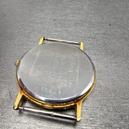 Seiko Watch Men 32mm Gold Dial Gold Tone Date Round 5Y39-7010 VTG PARTS12