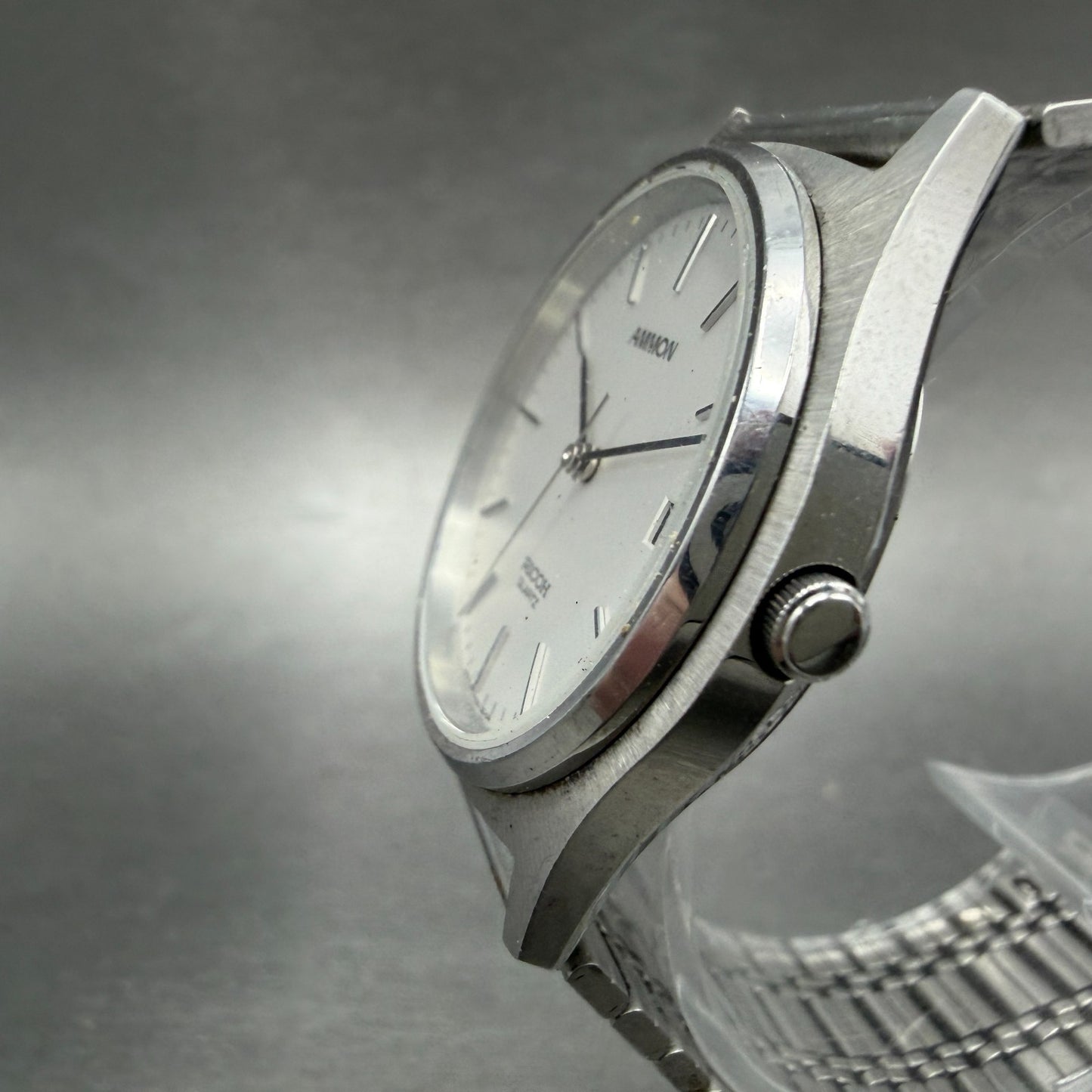 Ricoh Ammon Watch Men 32mm White Dial Silver Tone Date Round New Battery2