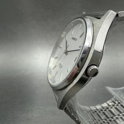 Ricoh Ammon Watch Men 32mm White Dial Silver Tone Date Round New Battery2