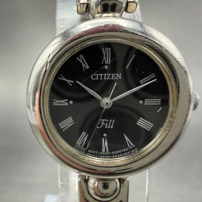 Citizen Fill Watch Women 22mm Black Dial Silver Tone Round 5930-S013852 New Batt1