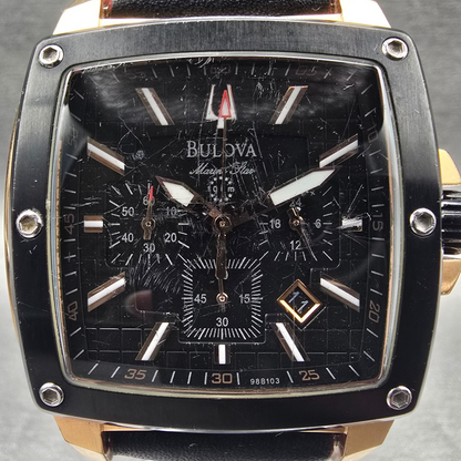 Bulova Marine Star Chronograph Watch Men 43mm Black Dial Two Tone 98B103 New Bat1